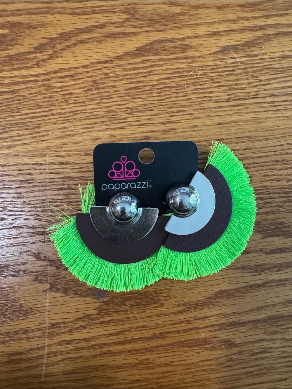 paparazzi Neon Green Fringe Fan Earrings